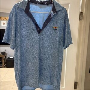 Greyson Baltusrol Blue Leaf Pattern Polo